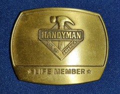 Handyman Club of America Life Member Belt Buckle Vtg 1996 Brass EUC