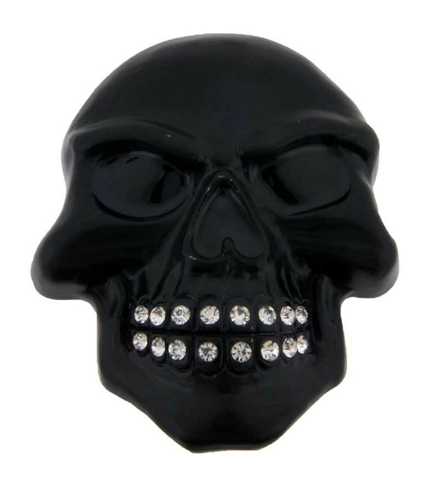 Skull Belt Buckle Grill Bling Black Metal Gothic Tattoo Halloween Party Skeleton