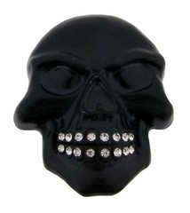 Skull Belt Buckle Grill Bling Black Metal Gothic Tattoo Halloween Party Skeleton