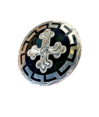 Western Mens Belt Buckle 3.25 x 3.25 in Southern Cross Cowboy Black Silver 1.5