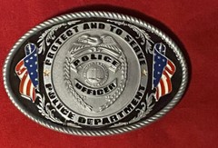 POLICE DEPARTMENT POLICE OFFICER BELT BUCKLE TO SERVE AND PROTECT NEW!