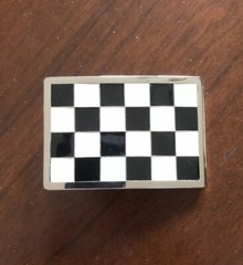 Small Black And White Checkered Tile Skater Skateboard Unisex Men’s Belt Buckle