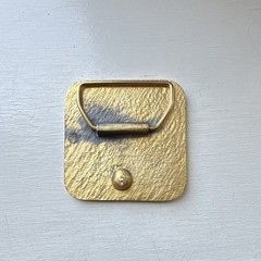 KOCH Men’s Logo Belt Buckle Gold Tone Brown Square Metal Fits 1.5in Belt
