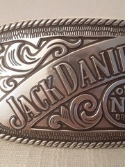 Jack Daniel&rsquo;s Old No.7 2005 Silver Metal Belt Buckle With Rope Style Border