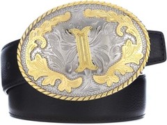 Initial Letters ABCDJS to Z Cowboy Rodeo Unisex Fashion Medium Gold Belt Buckles