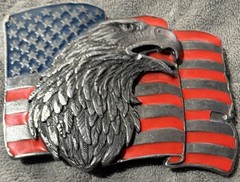 Siskiyou Buckle Co. W39 American Flag Eagle Belt Buckle Metal 1.5in USA 1990