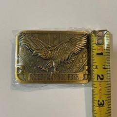 Freedom Is Not Free Brass Belt Buckle Eagle Flag Sponsor 2014 USA