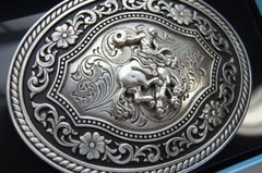 Nocona Western Belt Buckle Floral Saddle Bronc Rider Silver 37709