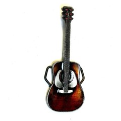 Vintage Guitar Belt Buckle 1970s Enamel Musician Gift Country, Rock Nashville