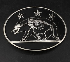 California State Republic Flag Grizzly Bear Stars Chrome Brand Belt Buckle #6464