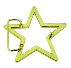 New Star Belt Buckle Gold Metal Rhinestones Cut-Out Blinged Rock Punk Iced Goth