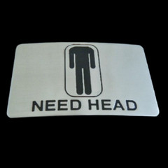 CHROME NEED HEAD FUNNY HUMOR BELT BUCKLE BOUCLE DE CEINTURE