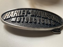 Harley-Davidson men&rsquo;s classic belt buckle.#97880-08VM.Brushed nickel w/ black.