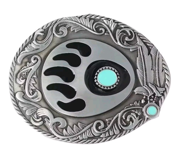 New Beautiful Silver and Turqouise bear claw Belt buckle Men Women Unisex