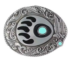 New Beautiful Silver and Turqouise bear claw Belt buckle Men Women Unisex