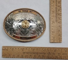 1987 – SCSA – 25-27 – shooting – GERMAN SILVER – BELT BUCKLE – listing # 9564