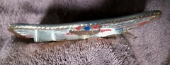 NWOT LG RED BLUE STRIPE GOLD EAGLE ROPE TRIM SILVER 3D BELT BUCKLE 1 1/2&Prime; $65
