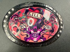 Ed Hardy Love Kills Slowly Signature Tattoo Skull with Rhinestones Belt Buckle