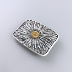 Vintage Silver Plated Rhinestones Blooming Daisy Bling Belt Buckle also US Stock