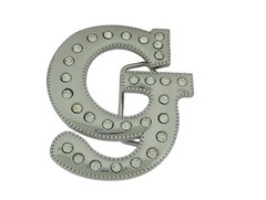 Initial Letter Cursive Silver Chrome Rhinestones Belt Buckle A to Z Alphabet New