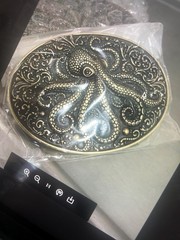 Bronze Octopus Belt Buckle Intricate Nautical Tentacle Western Design Silver