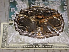 New Hot Buckles Chrome Long Horn Steer Head Gold Silver & Gold Color old stock