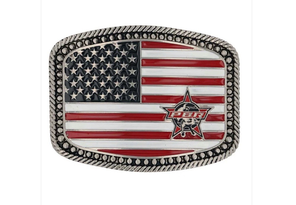Montana Silversmiths American Flag Belt Buckle PBR Professional Bull Riders