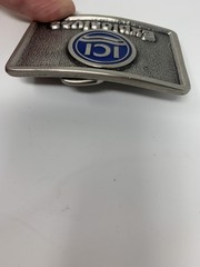 Vintage TL&B ICI Explosives Belt Buckle Metal Blue Logo Collectible Industrial