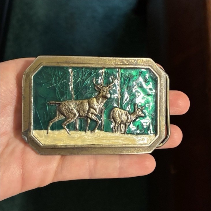 The Great American Buckle Co. Green Deer Hunting Belt Buckle Rectangular 520