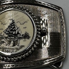 Vintage Maui Sailing Ship Belt Buckle Silver Tone Nautical
