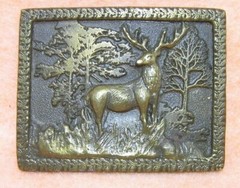 Vintage ~ Big Buck In Wilderness / Nature Scenery 3D Metal Belt Buckle ~ Adezy