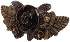 AL BERES AB 1.5” ANTIQUE PEWTER BRASS ROSE WITH AMBER CRYSTALS BELT BUCKLE ONLY