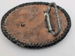 Vintage Snakeskin Belt Buckle Exotic Leather Braided Edge Western Oval