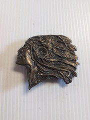 Vintage Indian Chief Head Motorcycle Brass Belt Buckle Native American Headdress
