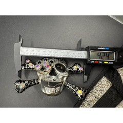 Pirate Skull Head Crossbones with Rhinestone Accent Gothic Punk Belt Buckle
