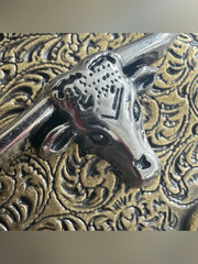 Western Steer Head Belt Buckle Antique Brass Silver Tone