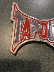 TAPOUT Logo Silver Tone & Red MMA Mixed Martial Arts Promo Belt Buckle Y2K
