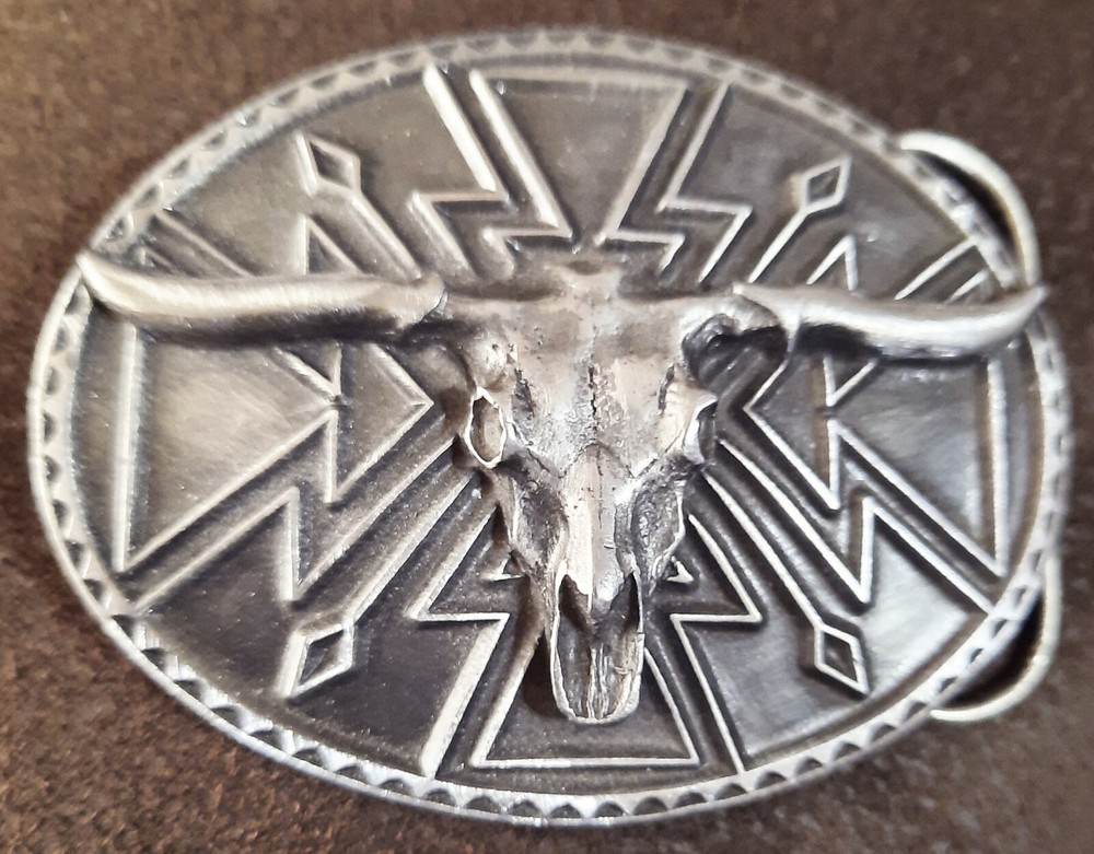 1990&rsquo;s Belt Buckle Buffalo Skull/Head Silverstone 3.5&Prime;×2 5/8&Prime;
