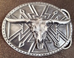 1990&rsquo;s Belt Buckle Buffalo Skull/Head Silverstone 3.5&Prime;×2 5/8&Prime;