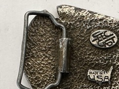 Vintage Elk Deer Sunshine Trees Scene Belt Buckle Heavy Triangle Sec Cast USA
