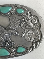 Arroyo Grande Belt Buckle 1992 Southwest Style Eagle Turquoise Colored Stones