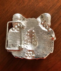 Rhinestone Silver Tiger Head Lion Roman Fountain Animal Unisex Men’s Belt Buckle