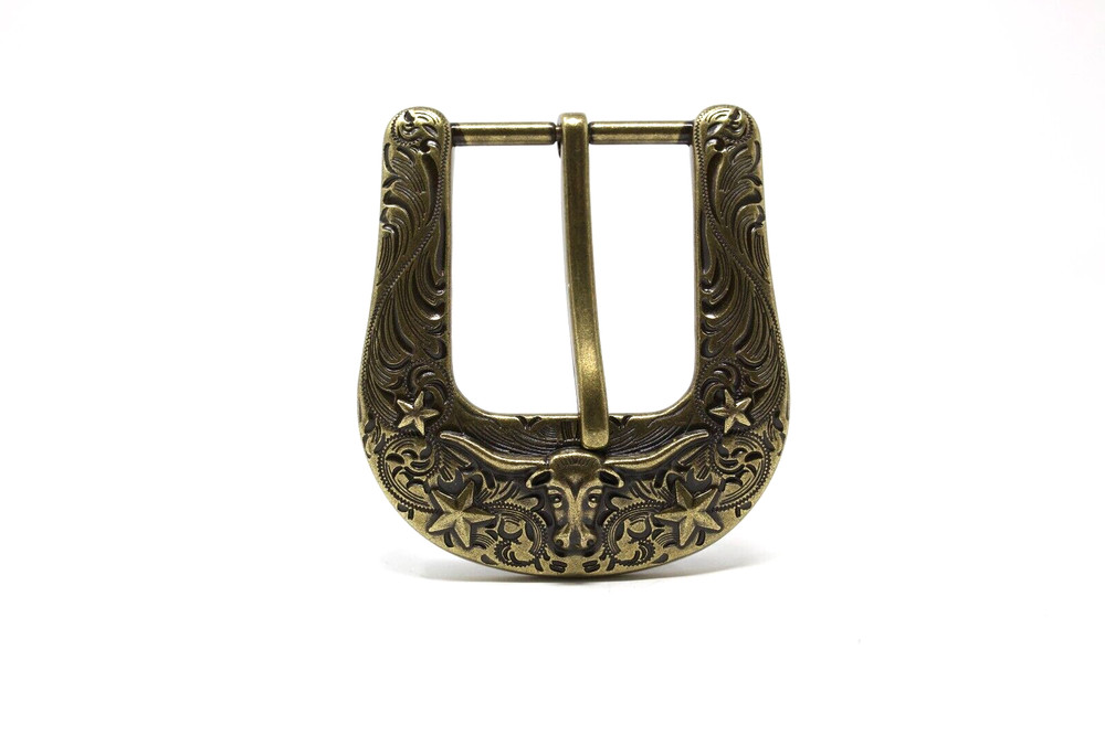 Gold Longhorn Head Belt Buckle,( 1.5 ») Removable Western Buckle For Men Women