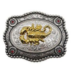 Western texas State Flag Cowboy Rodeo Scorpion Saint Jude Rooster Belt Buckle