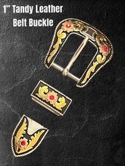 Tandy Leather Western 1” Two Time Belt Buckle W-Crystals