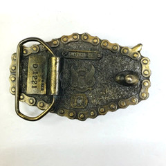 1983 American Eagle Black Enamel & Biker Chain Border Great American Buckle Co