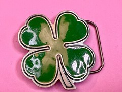 Lucky Four Leaf Clover Fine Pewter 2001 Great American Products Belt Buckle