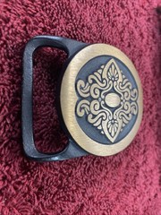 Vintage 1978 Solid Brass Mens Belt Buckle Ornate Scroll Design New Old Stock