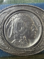 Vintage 1991 Siskiyou Native Indian Head Buffalo 1937 Nickle Belt Buckle NEW
