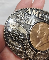 Rainy Mountain An American JFK Bronze Medal Solid Brass Belt Buckle COA Box NOS